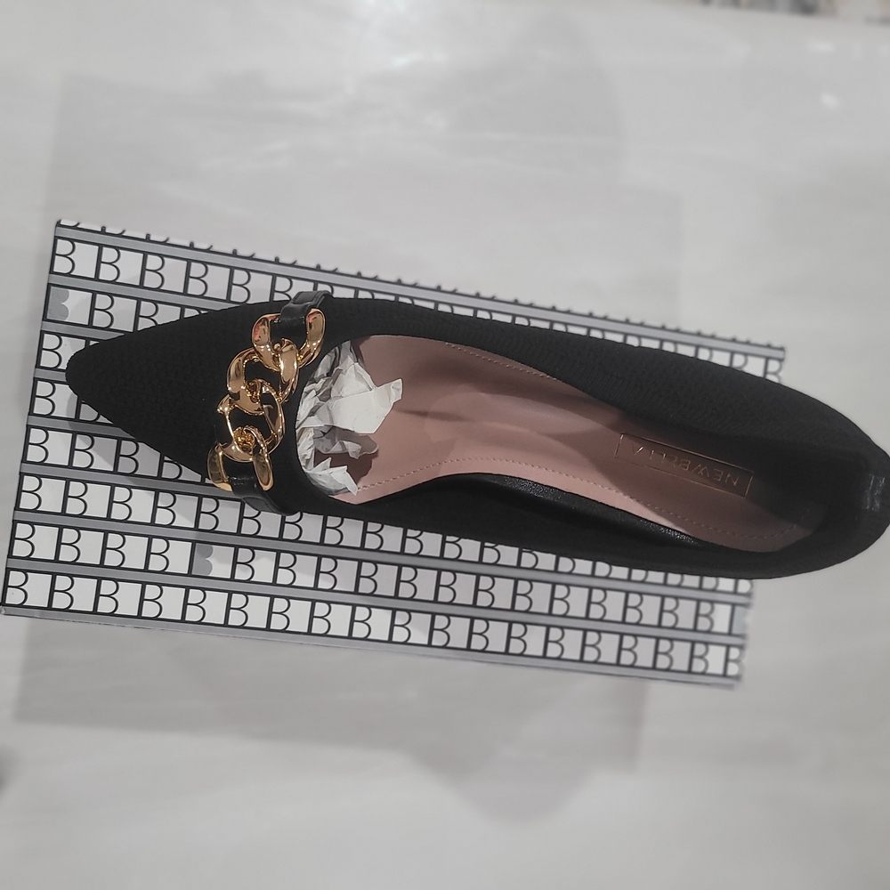 Balmain Black Heels with Gold Chain Detail - Picture 2 of 3
